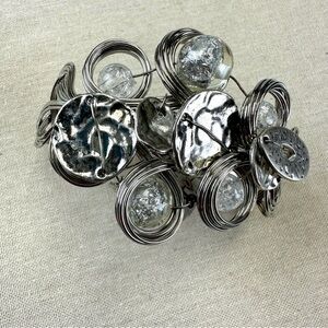 Treska silvertone lucite metal bracelet NEW with tags twisted wire C cuff